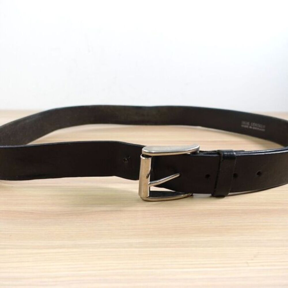 Black Full Grain Leather Belt Mens‎ 40 Classic Silver Buckle ENGLAND Handmade